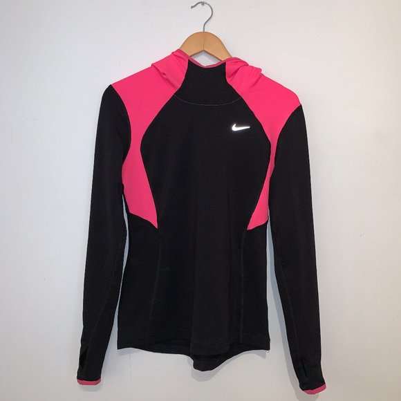 Nike Tops - ❄️ 2/30 Nike Running Dri-Fit Black w/ Pink Hoodie